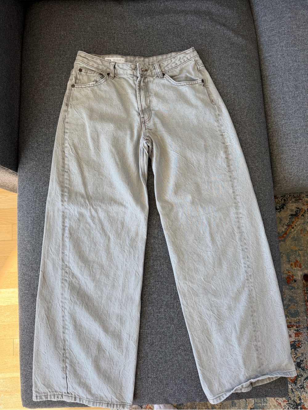 Zara Light Gray Wide-Leg Women’s Jeans